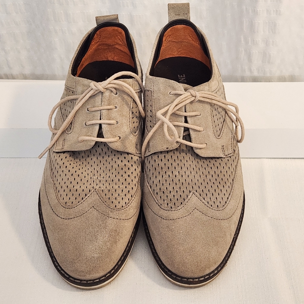 Thomas & Vine Jett Men's Suede Wingtip‎ Derby Shoes Beige Size 8 Preppy Academia